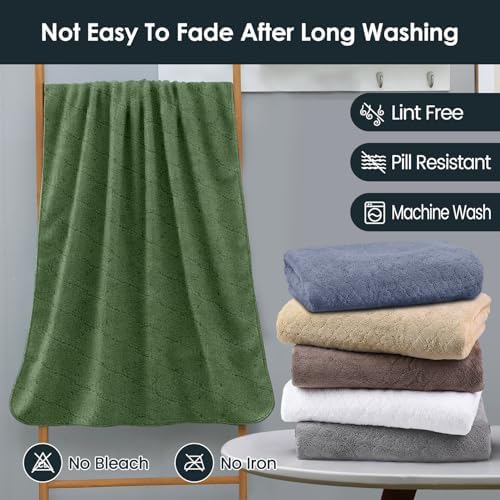 JML Microfiber Bath Towels Set of 2, 30 in x 60 in, Olive-Green - Image 6