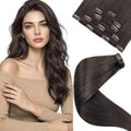 LaaVoo Clip in Hair Extensions Brown 18 Inch 5Pcs Ultra-Thin PU Edge by LaaVoo