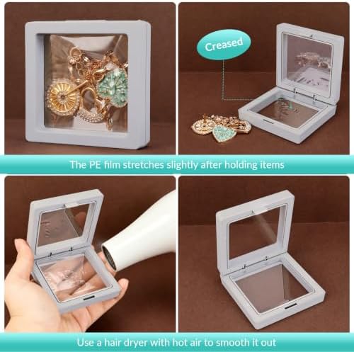 12 Pcs 3D Floating Frame Display Stand, Transparent Jewelry Gift Boxes - Image 7
