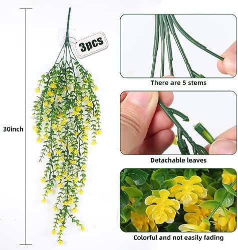 RECUTMS Outdoor Fake Hanging Plants,Draping Plant Vine,Faux Eucalyptus Leaf - Image 2