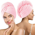 MaopaoBeauty Microfiber Hair Towel, 2 Packs Hair Turbans for Wet Hair, Drying Hair Wrap Towels for Curly Hair Women, Large Hair Towel for All Hair Style, Pink by BESTCHOICEFORYOU%EF%BC%81