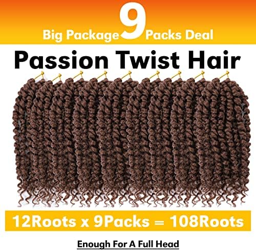 Passion Twist Hair 10 Inch 9Packs Passion Twist Crochet Hair for Black Women Pre twisted Crochet Passion Twist Hair With Curly Ends 30# - Image 6