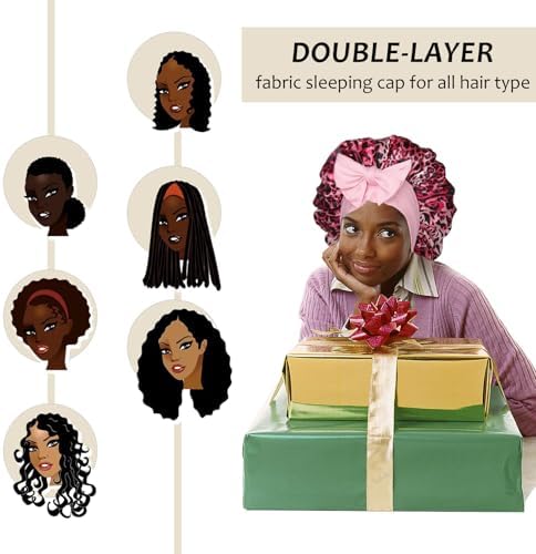 AWAYTR 2-Layer Satin Hair Bonnet, Tie Band Sleep Cap for Women - Image 3