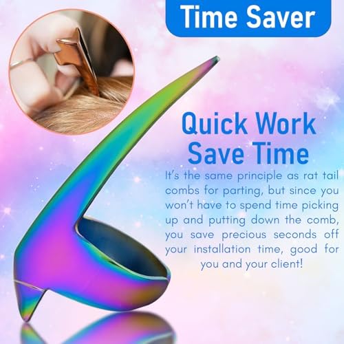 Hair Parting & Sectioning Ring - Stainless Steel Finger Braiding Hair Pick Tools Quick Installation of Human Hair Extensions Hair Styling Tools (Multi) - Image 5