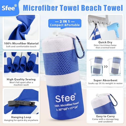 Sfee 4 Pack(8Pcs) Microfiber Travel Towel, Beach Towel Quick Dry Towel Camping Towel Super Absorbent Compact Lightweight Sports Gym Towels for Beach, Gym, Hiking, Pool, Backpacking, Bath, Yoga - Image 3