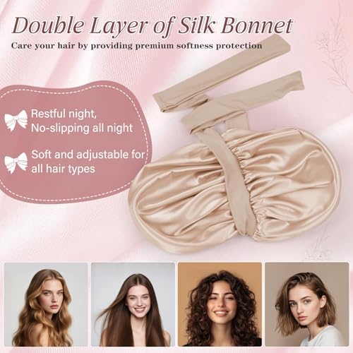 VarCozy Adjustable Double Layer Satin Bonnet for Sleeping to Reduce Frizz - Image 3