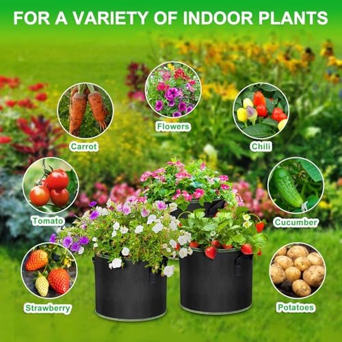 MEKOLIFE 3-Pack 5 Gallon Grow Bags, Nonwoven Planting Bags with Handles - Image 6