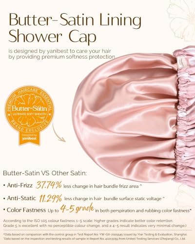 Yanibest Satin Lined Shower Cap, Reusable Waterproof Shower Caps for Women - Image 3