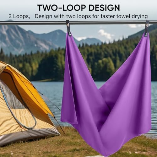 APEXUP Microfiber Travel Towel, Ultra Absorbent Quick Dry Towels, Lightweight Gym Sports Camping Towel for Workout, Yoga, Beach, Shower, Swimming (24"×12", Purple) - Image 6