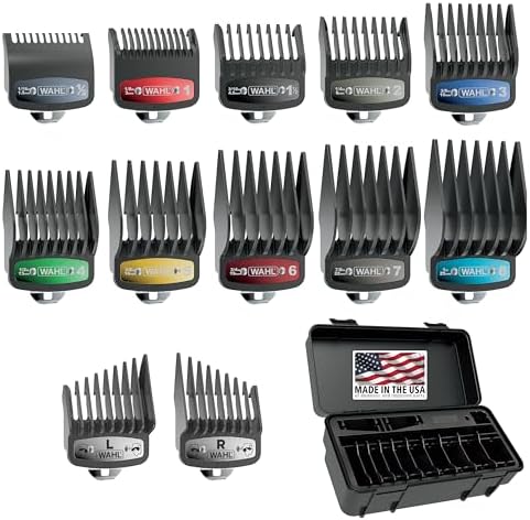 Wahl Genuine SECURE-SNAP Colored Metal Clip Guard Set, 12 Guards & Caddy by Wahl