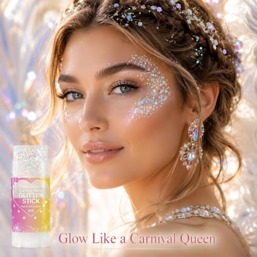 Go Ho Iridescent White Hair Glitter Stick,Sparkly Face Body Glitter Makeup - Image 4