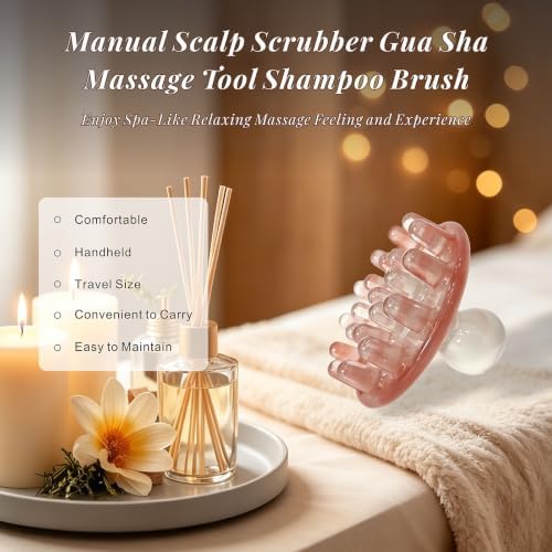 Head Scalp Massage Tool Meridian Acupoint Massager Brush Hair Scrubber Pink - Image 4