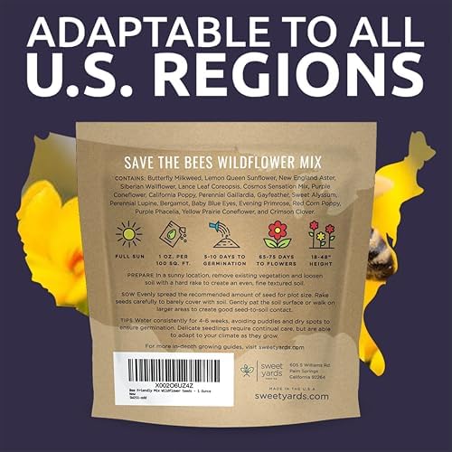 Bee Friendly Wildflower Seed Mix - Bulk 1 Ounce Packet - Over 7,500 Open Pollinated Seeds - Save The Bees! - Image 7