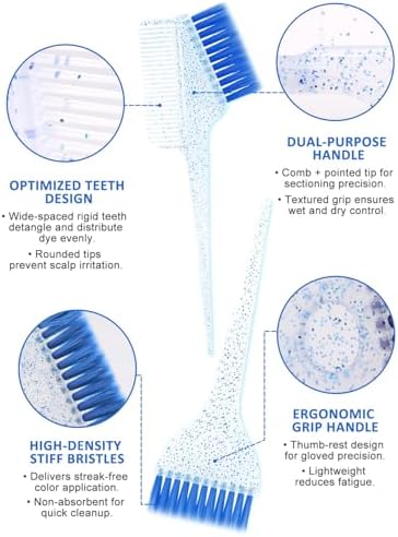 YOOVR 19pcs Hair Bleach Dye Kit with Hair Dye Brush, Bowl & Whisk (Blue) - Image 3