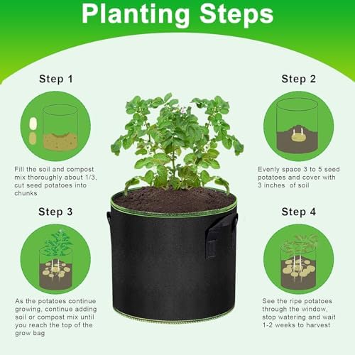 MEKOLIFE 12-Pack 5 Gallon Grow Bags, Thick Aeration Planters with Handles - Image 4