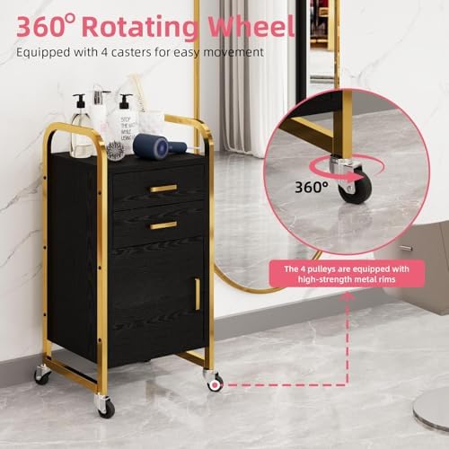4ever2buy Salon Station for Hair Stylist, Black Rolling Salon Station Cart - Image 3