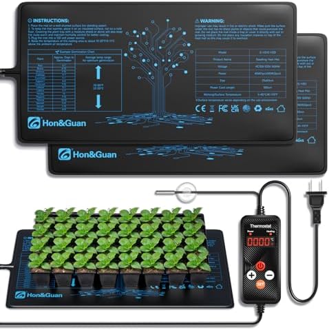 Hon&Guan 2 Packs 10"x 20.75" Seedling Heat Mat with Digital Thermostat by HonGuan