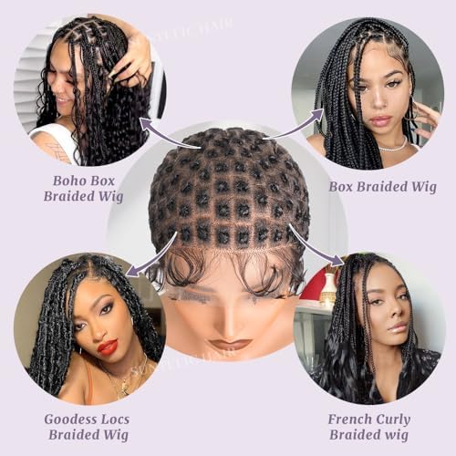 Braided Wig Cap With Baby Hair Crochet Wig Cap For Crochet Braids Hair Glueless Double Full Hd Lace Wig Caps For Black Women(#1B Black,123 Sections) - Image 2