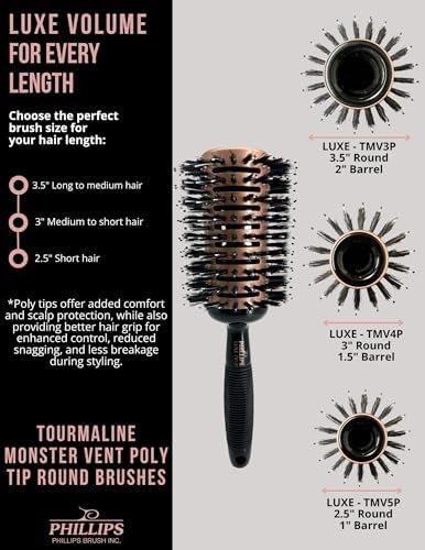 Phillips Brush Luxe Tourmaline Vent 4 Hair Brush, 2.75 inch Diameter Barrel - Image 5