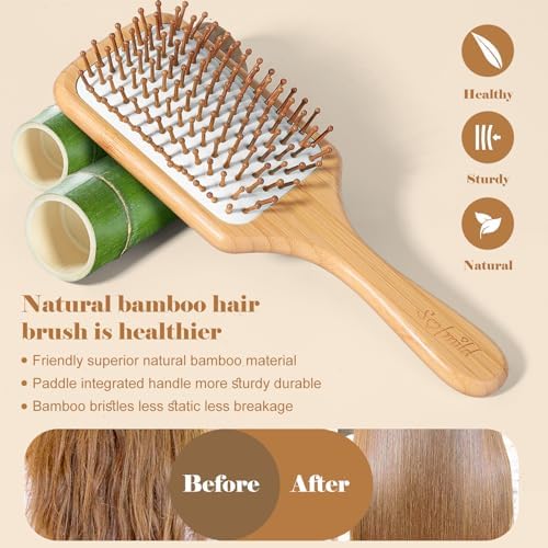 Sofmild Bamboo Hair Brush with Tail Comb, Detangling Paddle Brush - Image 3