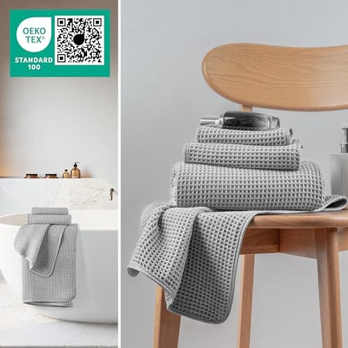 MICROFI New Microfiber Waffle Bath Towels, 3 Pieces, Oversized, Soft, Absorbent, Fast Drying, Lint Free, Includes Bath, Face and Hand Towels 430 GSM - Image 4