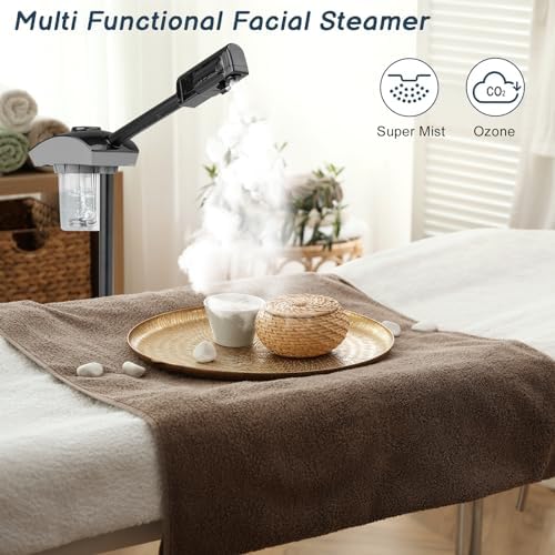 Winado Professional Facial Steamer Machine, Esthetician Steamer Humidifier Face Spa, Hot Ionic Mist Face Steamer for Home Beauty Salon, Personal Skin Care Deep Cleaning, Black - Image 5