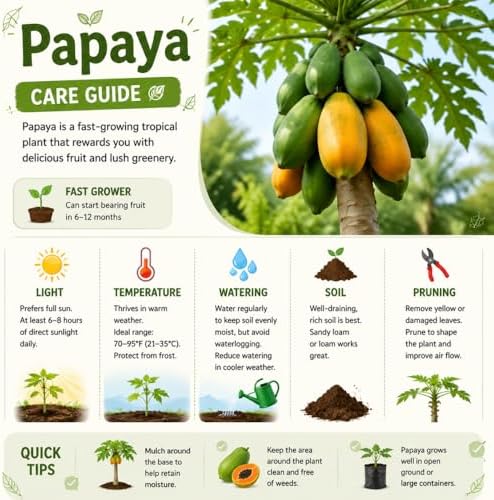 Papaya Seedling Live Plant, Indoor Outdoor Plant, 4-8 Inch Tall - Image 2