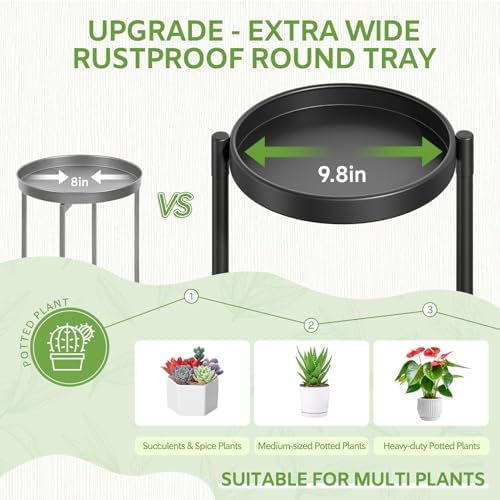 5 Tier Large Plant Stand Indoor Outdoor, 10 In Wide Tray, Black - Image 3