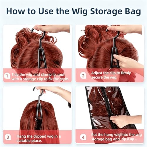 6PCS Wig Storage Bags with Hanger for Multiple Wigs,Wig Bag with Hook Storage,Breathable and Easy Carry Home Hair Salon Travel Use (Hot Pink) - Image 5