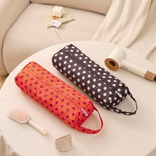 RSRSLEII Polka Dot Hair Tools Travel Bag,Hair Styling Accessories Storage Case for Shark FlexStyle,Dyson Airwrap Hair Dryer,Curling Iron,Straightener,Revlon Hair Tools,Portable&Foldable(24Orange) - Image 6