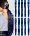 10 Pcs Blue Hair Extensions Clip-in, Raccoon Tail Hair Accessories 22 Inch by Olldag