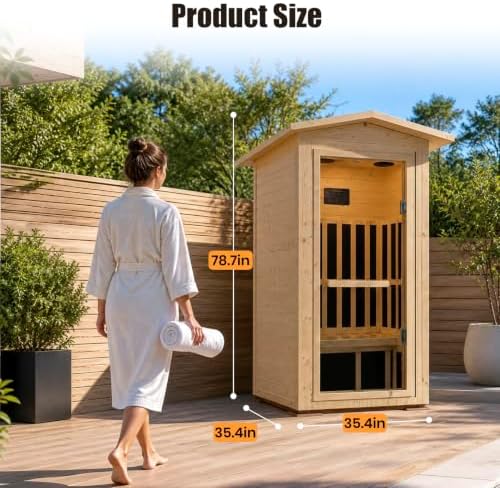 OUTEXER Outdoor Sauna Far Infrared 1550W for One Person Finland Spruce Wood - Image 3