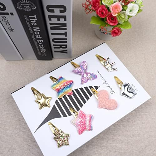 Gingbiss 16 Pcs Girls Hair Clips, Cute Sparkly Snap Hair Barrettes for Kids - Image 4