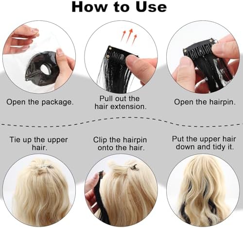 10 PCS Black Curly Wavy Clip-in Synthetic Hair Extensions for Women,17 Inch - Image 2