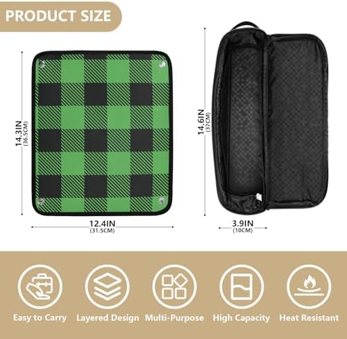 Buffalo Plaid Hair Tools Travel Bag Portable Carrying Case Travel Pouch Organizer with Heat Resistant Mat for Hair Dryer Flat Irons Curling Iron - Image 4