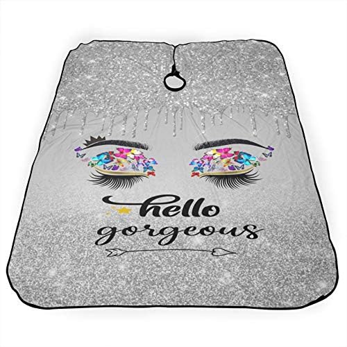 Barber Cape Hello Butterflies Gorgeous Silvery Glitters Salon Hair Cut Apron Barbershop Kits For Women 55''X66'' - Image 4