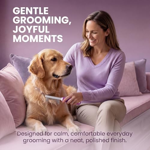 Poodle Pet Detangling Pet Comb with Long & Short Stainless Steel Teeth for Removing Matted Fur, Knots & Tangles – Detangler Tool Accessories for Safe & Gentle DIY Dog & Cat Grooming - Image 4
