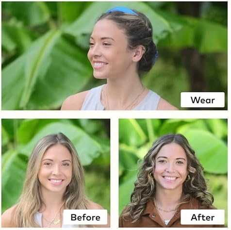 RobeCurls Original Heatless Hair Curler Set with 2 Scrunchies - Patented Satin Curling Headband with Wire Hold for Heatless Curls Overnight - Gentle Hair Curlers to Sleep In for Women & Kids, Guava - Image 2