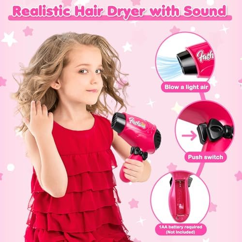 Kids Toys for Girls, Pretend Play Hair Salon Set for Little Girl - Image 5