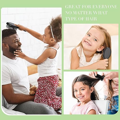 Nuogo 24 Pcs Mini Wet Hair Brush Combs Set Travel Detangling Soft Bristles Wet Dry Kids Hair Brush 12 Detangler Small Brushes 12 Plastic Combs for Baby(Black) - Image 5