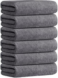 JML Microfiber Bath Towels with Hanging Hook, 6 Pack, 30" x 60", Grey by JML