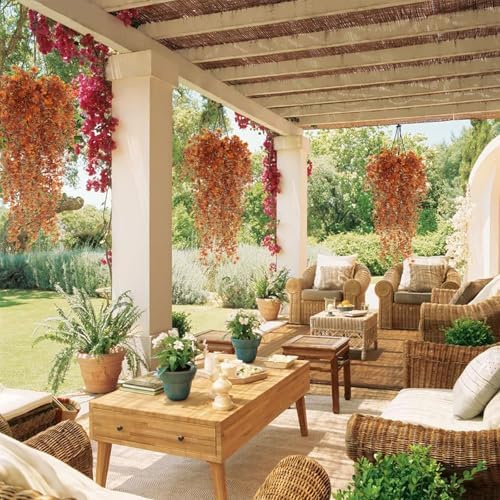 RECUTMS Fall Flower Artificial Brown Hanging Plant Outdoor Autumn Decor 3Pc - Image 3