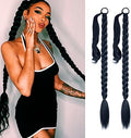 LyoRuSi 2 Pack 34'' Black Long DIY Braided Ponytail Extension with Hair Tie by LyoRuSi