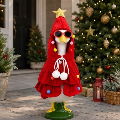 3PCS Porch Goose Outfits Christmas Tree Set for 17 & 23 Inch Goose Statue - Image 4
