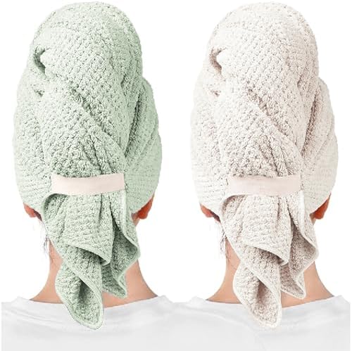 ROLSHOL 2-Pack Large Microfiber Hair Towel Wraps for Women, 27 × 39 in by ROLSHOL