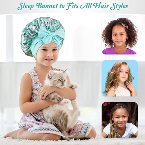 Silk Bonnet for Kids, Satin Hair Bonnet for Sleeping with Tie Band - Image 2