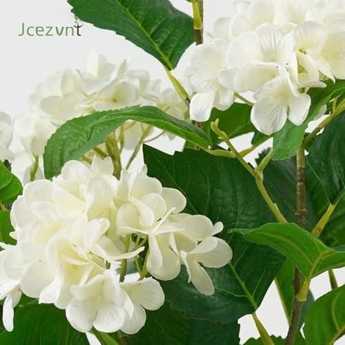 Artificial Hydrangea Tree 2 Pack, 3FT Faux Hydrangea Plant in Pot with White Flowers, Greenery Potted Plant for Indoor Outdoor Office Home Porch Decor, White - Image 2