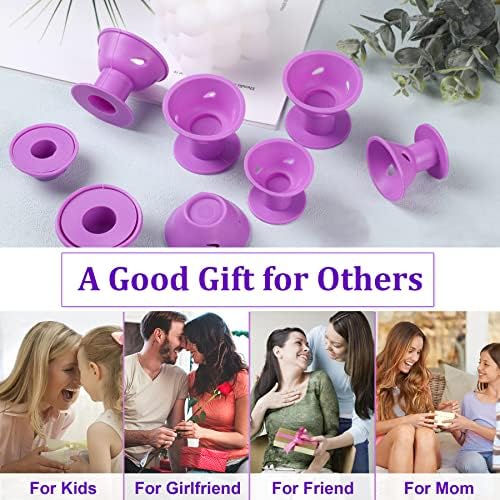 JANYUN 40Pcs Purple Hair Rollers,Silicone Heatless Curlers for Women Girl - Image 6