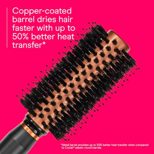 Conair Round Hair Brush, Quick Dry Copper, Boar & Nylon Bristles - Image 4
