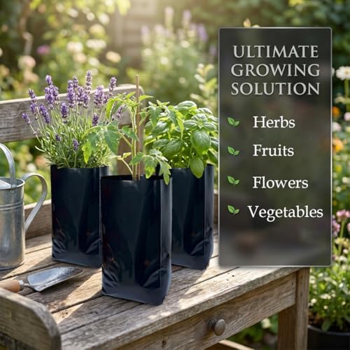gardtree 3/4 Gallon 100 Pcs Tall Plant Nursery Bags 4.7" x 11.7", Deep Root Plastic Plant Grow Bags Thicken Tree Seedling Pots for Vegetables, Flower, Fruit, Citrus, Nut Trees, Taproot Saplings - Image 4